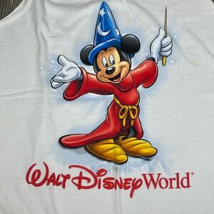 Disney Tank Top Men XXL White Sorcerer Mickey Mouse Fantasia Walt Disney World